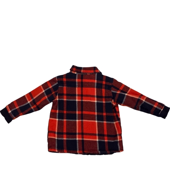 Boys Toddler Flannel Plaid Red & Black Button Up Jacket Size 2T - Picture 2 of 6
